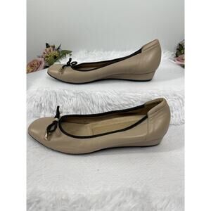 Naturalizer Dove Ballet Flats Women Beige Leather Coquette Quiet Luxury Preppy